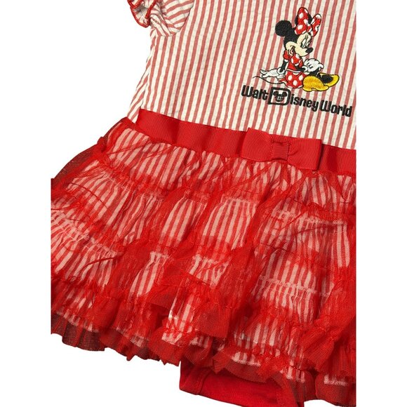 Disney Parks Minnie Mouse 12‑18M Red White Striped Ruffle Tutu Dress Girls - Picture 5 of 10